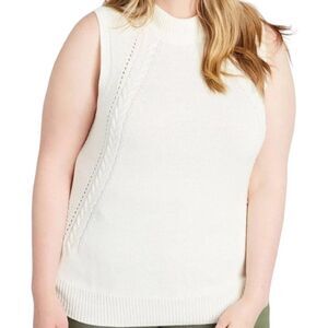 ModCloth Cotton Fishermen Knit Ivory‎ cream Sweater Vest